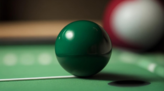 Pocketed Precision Billiard Ball in Pocket CloseUp with Soft Focus Flourish