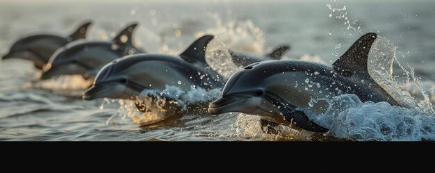 Группа дельфинов, плавающих в океане