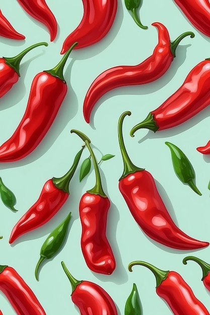 Pod of red chili pepper with green stalk a spicy seasoning for oriental dishes Generative AI