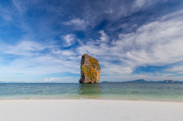 Poda island, beautiful white beach with tree tropical sea for holidays and relaxation