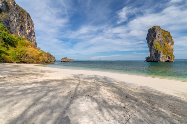 Poda island, beautiful white beach with tree tropical sea for holidays and relaxation