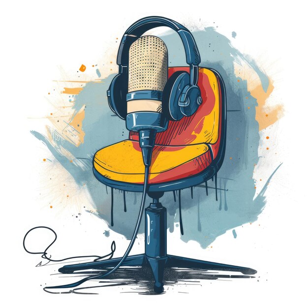 Podcast concept Broadcast illustration sound record studio