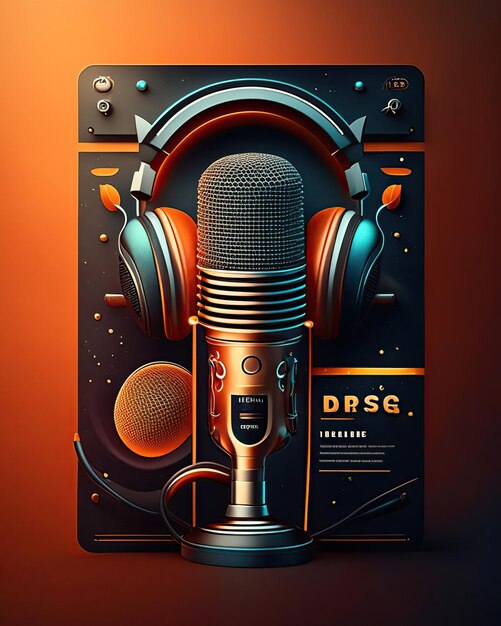 Photo podcast cover microphones headphones wallpaper