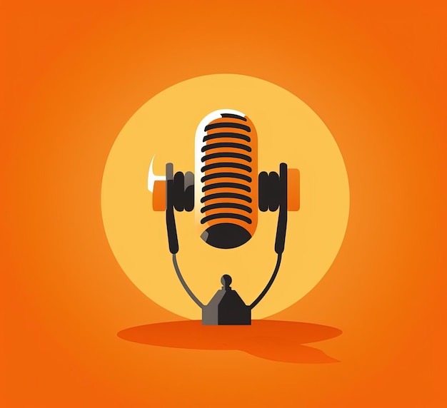 podcast icon with words on orange background