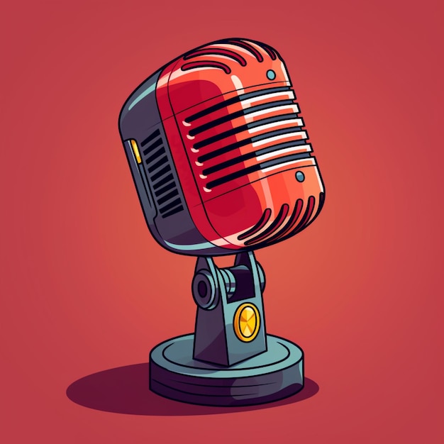 Photo podcast microphone animation art on background