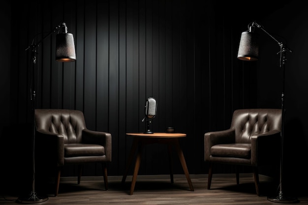 Podcast studio chairs Generate Ai