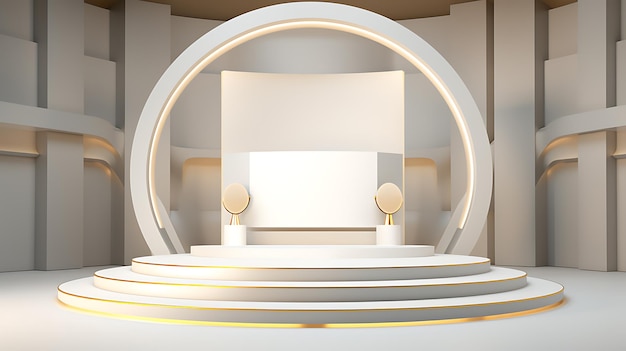 podium 3D render in white color