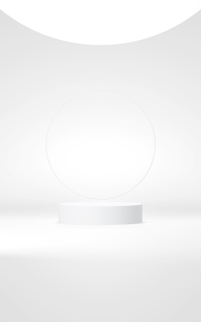 Podium abstract background Geometric shapeVertical white colors scene Minimal 3d rendering