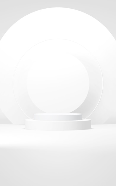 Podium abstract background Geometric shapeVertical white colors scene Minimal 3d rendering