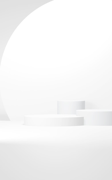 Podium abstract background Geometric shapeVertical white colors scene Minimal 3d rendering