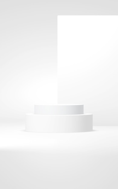 Подиум абстрактный фон Геометрическая форма Вертикальные белые цвета сцены Минимальный 3D-рендеринг
