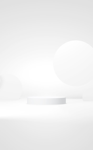 Podium abstract background Geometric shapeVertical white colors scene Minimal 3d rendering