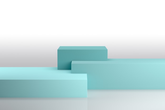 Podium in Abstract Blue Composition, 3d Rendering