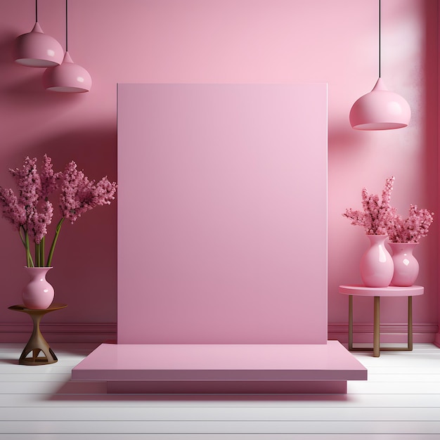 podium in abstract pink composition for the product