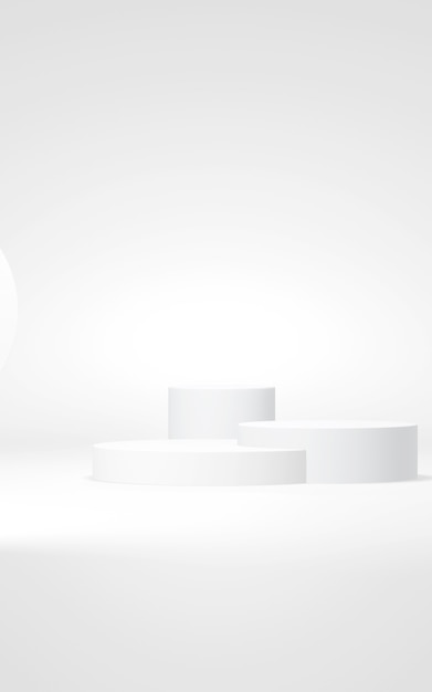 Podium abstracte achtergrond Geometrische vormVerticale witte kleuren scène Minimale 3D-rendering