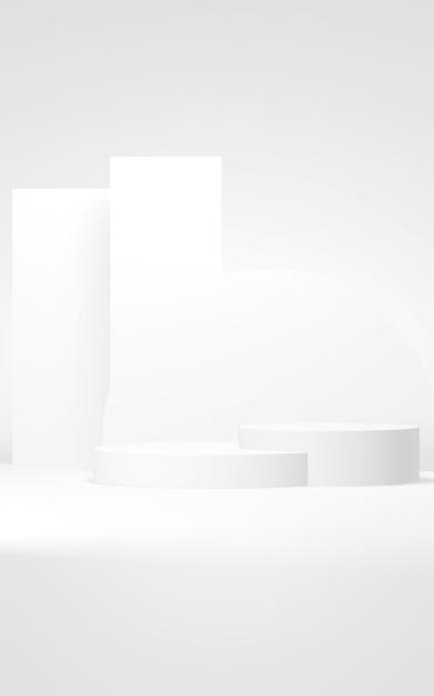 Podium abstracte achtergrond Geometrische vormVerticale witte kleuren scène Minimale 3D-rendering