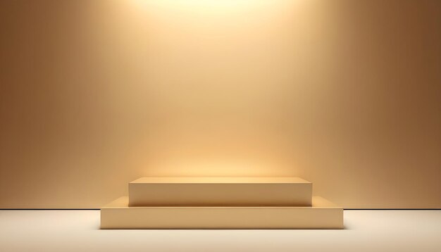 podium against a light golden wall in soft light