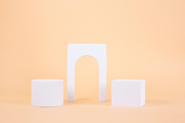 Podium and arch in white color for product presentation