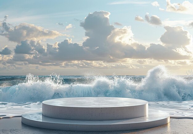 Foto un podio sulla spiaggia