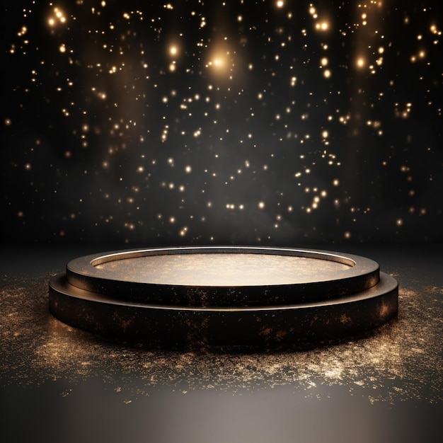 Photo podium blank borwn background glitter in the style of circular abstraction