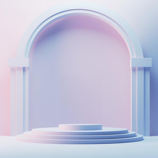 Podium blank pastel background colour unicorn in the style of circular abstraction