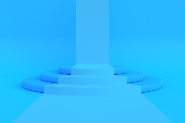 Podium on a blue background Abstract geometric minimalism 3D render illustration