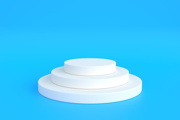 Podium on a blue background Abstract geometric minimalism 3D render illustration