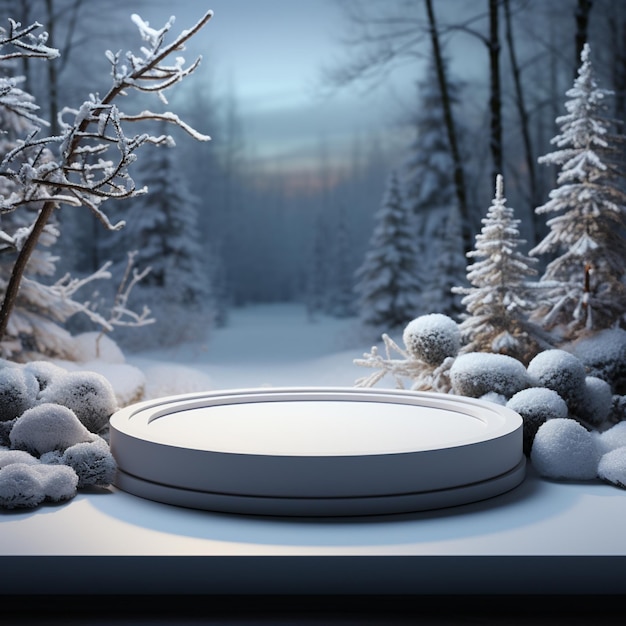 Podium for display mockup or presentation of winter products