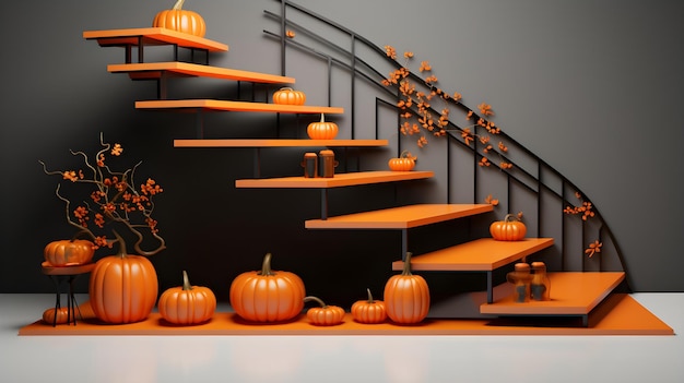 Подиум для демонстрации продукции в форме лестницы с тематикой Хэллоуина