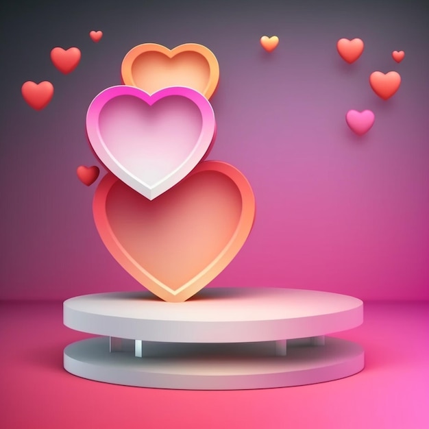 Podium for display product with heart shapes