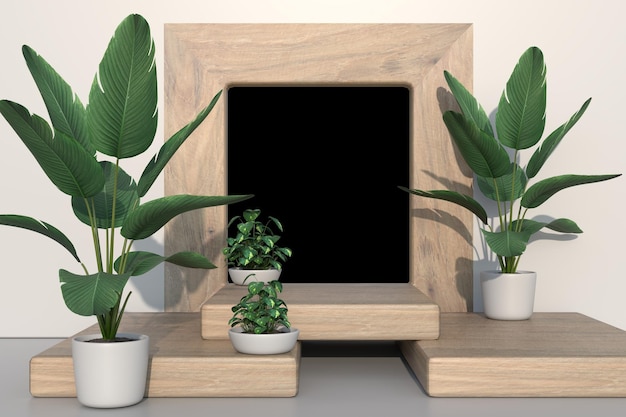 Podium display scene for cosmetic product and packate,3d render.