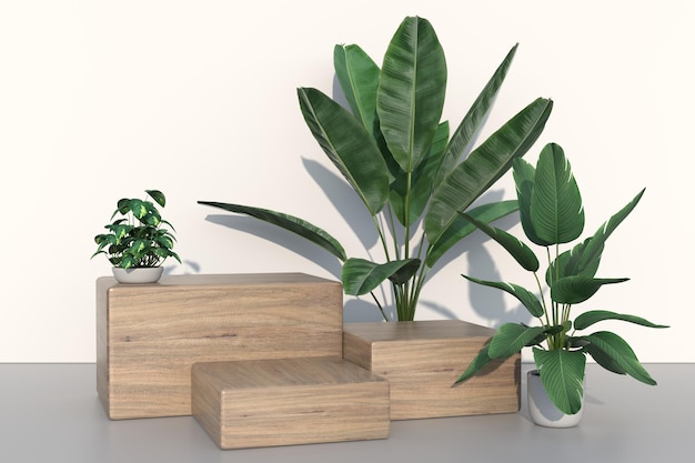 Podium display scene for cosmetic product and packate,3d render.