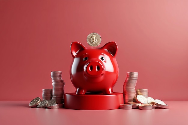 podium empty with piggy bank