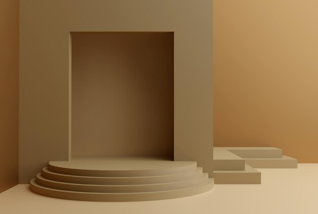 podium geometric abstract stair step pedestal mockup 3d rendering