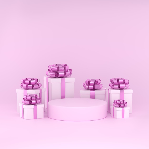 Podium and gift box minimal background