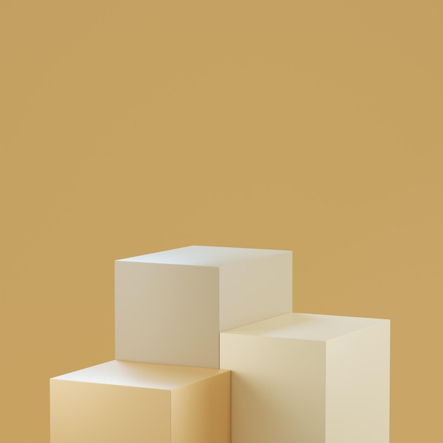 Podium in gouden abstracte compositie voor productpresentatie 3d render