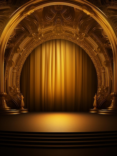 podium interior 3D majestic golden building
