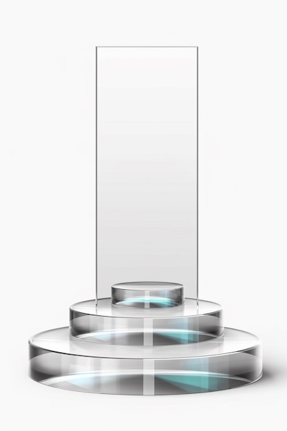 Foto podium kristal glazen voetstuk op witte achtergrond ronde 3d