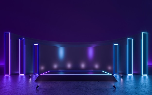 Podium met neonlicht