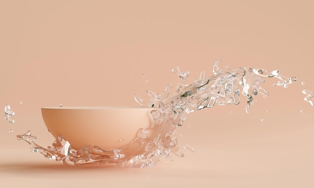 Podium met water splash swirl voor productpresentatie 3d illustratie