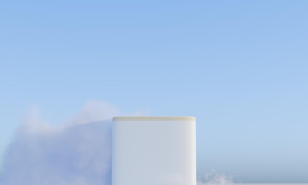 Podium met wolk en lucht achtergrond reclame display 3D-rendering