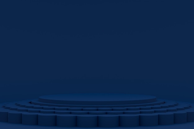 Подиум минимальный на синем фоне для презентации косметической продукции