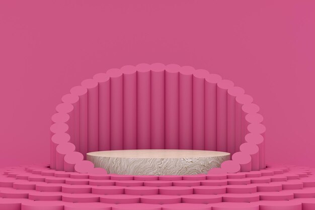 Podium minimal on pink background for cosmetic product presentation