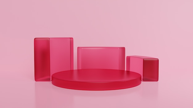 Podium minimale roze muurscène