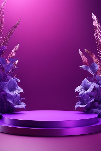 ポディウムモックバックグラウンド - 3Dレンダーのプレゼンテーションのための紫色のバックグラウンド