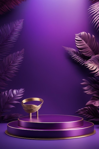 Podium mockup background purple background for presentation of cosmetic 3d render