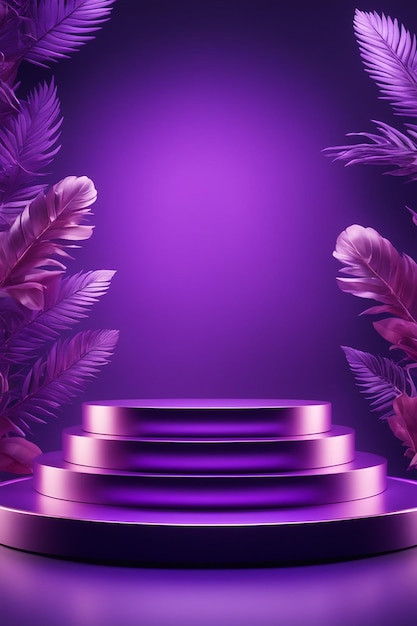 Podium mockup background purple background for presentation of cosmetic 3d render