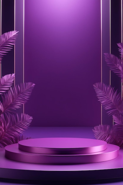 podium mockup background purple background for presentation of cosmetic 3d render