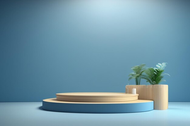 Podium product achtergrond display 3d mockup met tropische palmblaadjes