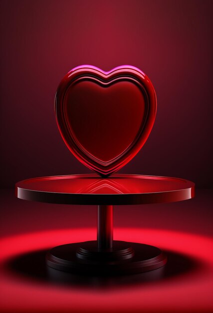 Podium for product advertisement or restaurant menus with valentines day background